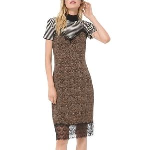 Michael Kors Leopard & Lace Slip Dress